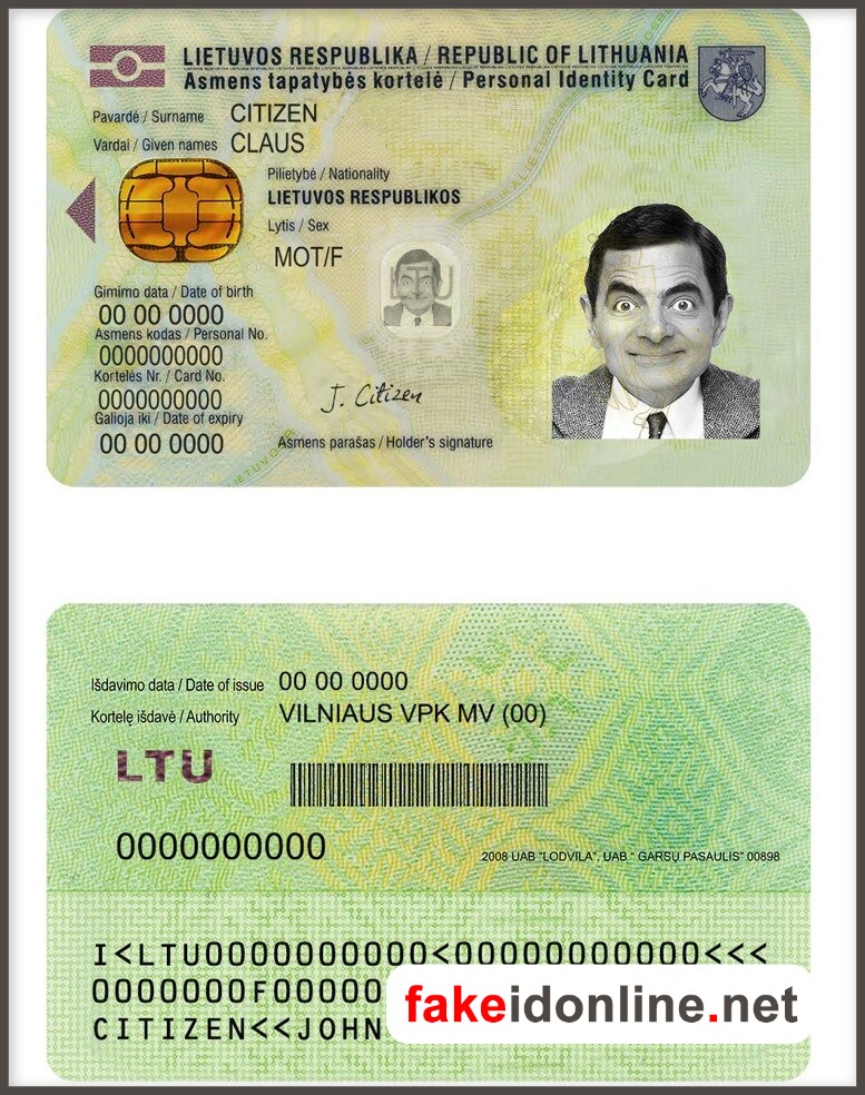 Lithuania ID Card Template PSD